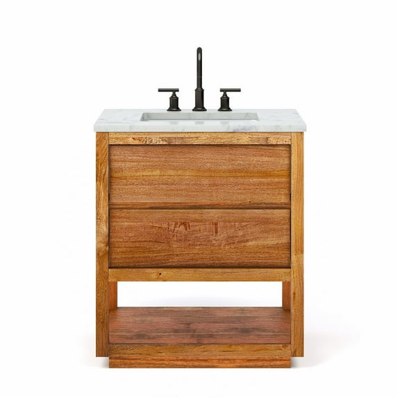 Water Creation Oakman 30 In. Single Sink Carrara White Marble Countertop Bath Vanity