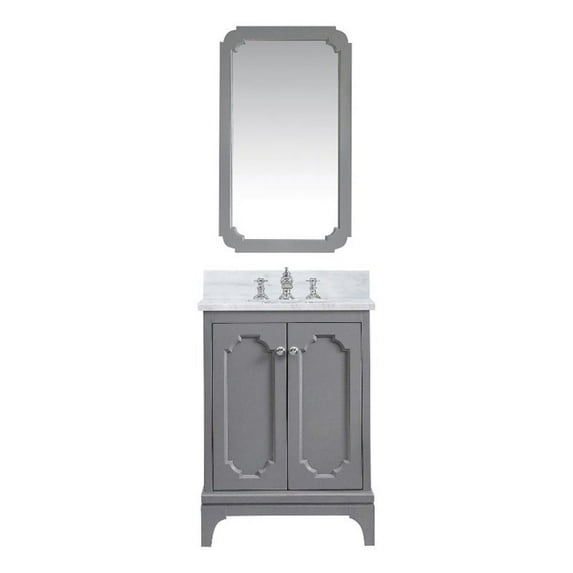 Water Creation Queen 24"W Wood Single Bathroom Vanity in Cashmere Gray & Chrome