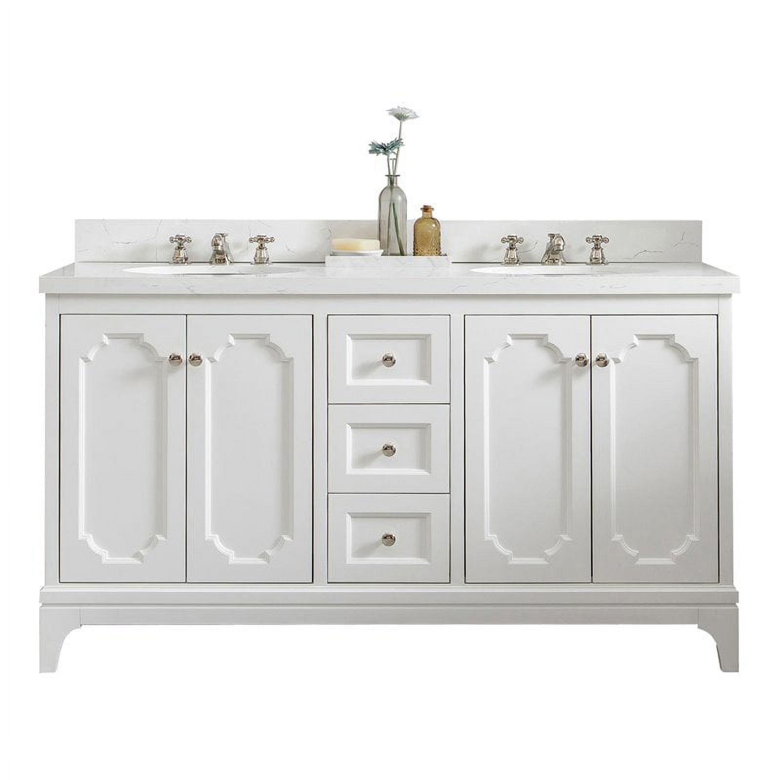 Water Creation Queen 60" Wood Double Bathroom Vanity in Pure White