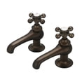thumbnail image 1 of Water Creation Vintage Classic Basin Beaks Lavatory Faucets in Oil-rubbed Bronze Finish labeled metal cross handles, 1 of 2