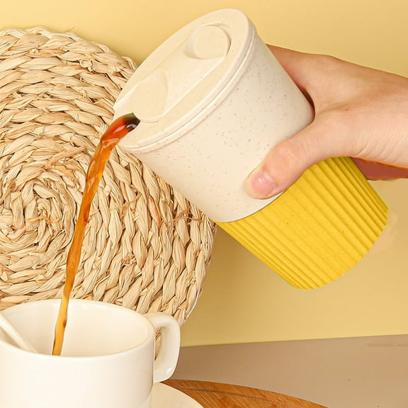 ESULOMP Straw Office Restaurant Coffee Cup Plastic Household Water Cup Breakfast Cup Outdoor Gift Dish Set