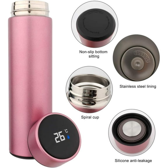 Water Cup Portable Double wall Vacuum Insulated Thermal Stainless Steel Temperature Display Water Bottle for Daily Life