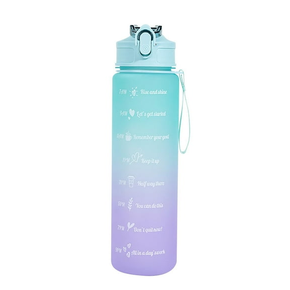 Water Cups with Lockable Pop Open Lid - Outdoor Sports Water Bottle with Grip String - Hanging String Kids/Adults Food Grade Water Bottle - Fashion Three Colors Gradient 750ML Water Cup