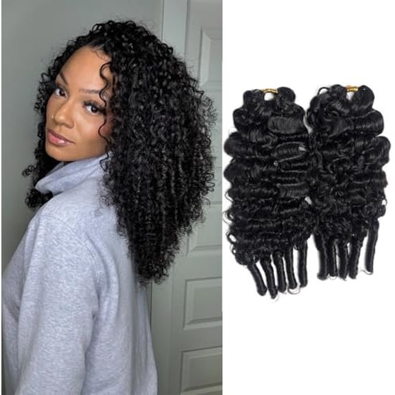 Water Curly Crochet Human Hair Extensions Spriral End Knotless Pre-Looped Human Hair Water Wave Crochet for Braiding Lightweight No Shedding Color 18 Inch 120g