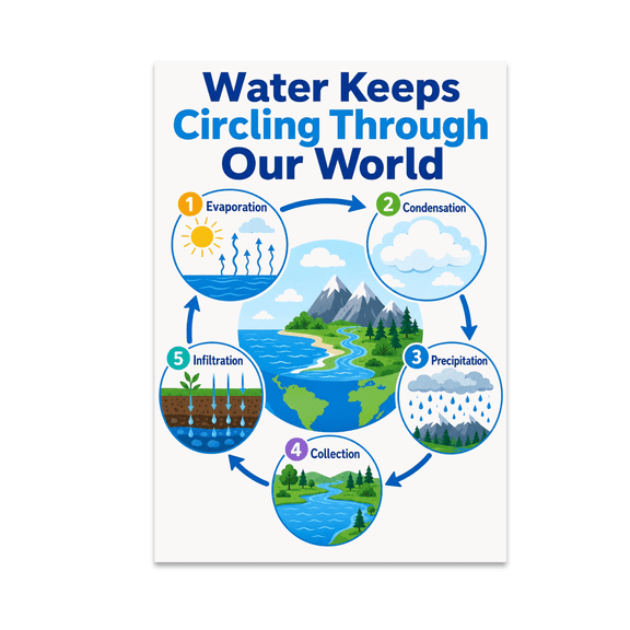 Water Cycle Wall Art Design - Eco-Conscious Decor Enthusiast - 13x19 Poster Print