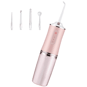 Water Dental Flosser Cordless for Teeth Cleaning - Oral Irrigator Braces Flossers Cleaner, Rechargeable Portable Powerful Battery for Travel Home,Pink