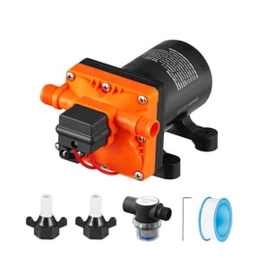 Water Diaphragm Pump, 12V DC, 3.5 GPM Flow, 55 PSI Rated Pressure (40-80 PSI Adjustab