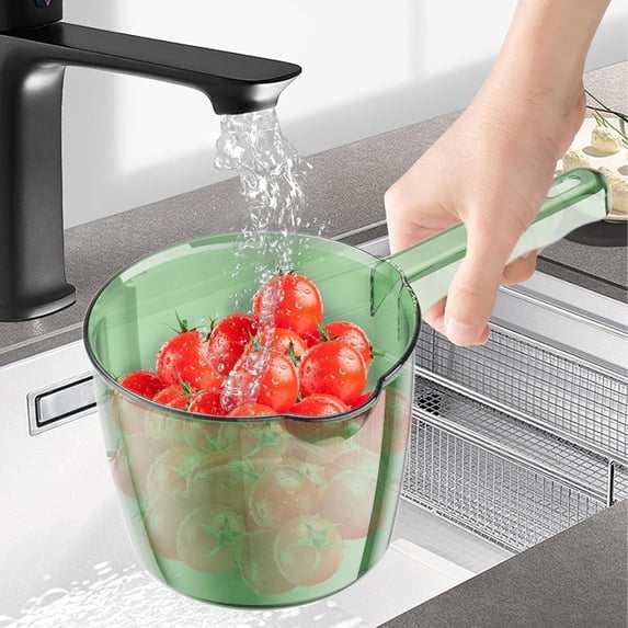 Water Dipper Bath Jug, Hygienic Transparent Design, Long Handle for Easy Use, Efficient Drainage, Heat-resistant Material, Space-saving Kitchen and Bathroom Cup, Topliu
