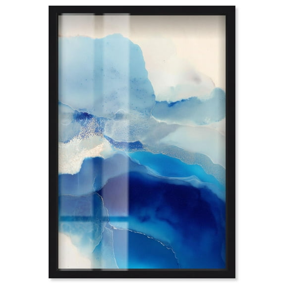 Water Diptych II Shadowbox Print Blue Wall Decor by Art Remedy, Black Frame, 24 x 36