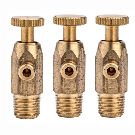 Water Discharge Valve With Air Pressure Release Feature In Brass For Use With Older Cast Iron Radiators And Heating Systems