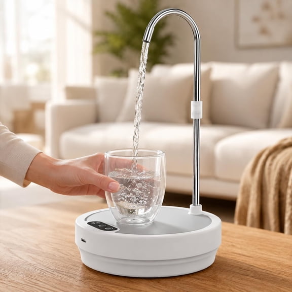 Water Dispenser for 5 Gallon Bottle, 2-in-1 Desktop & Jug Water Pump, USB Rechargeable Portable Dispenser with 3-Volume Auto Stop, Food Grade PP, for Home Office Camping (White)