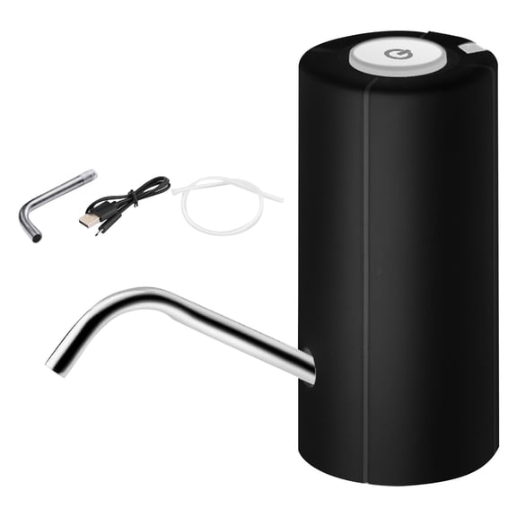 Water Dispenser for 5 Gallon Bottle, Electric Water Pump for 5 Gallon Jug with Switch and USB Charging, Portable Automatic Water Jug Dispenser for Camping, Travel, Kitchen, Office(Black,2.6x2.6x5")