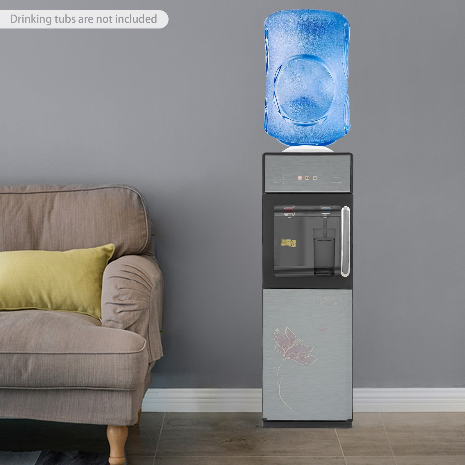 Water Dispenser Cooler, Hot&Cold Water Machine with LED Indicator, 3 ...