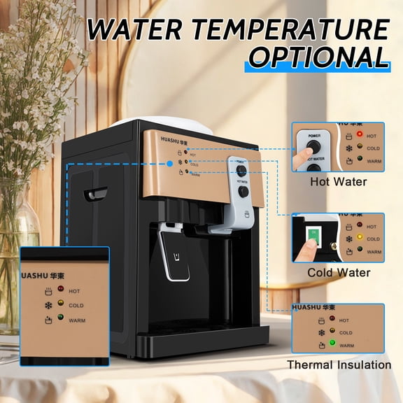 Water Dispenser Countertop Electric Free Standing Top Loading Hot & Cold Water Cooler Water Dispenser Auto Temperature Control Water Cooler Machine with Hot Cold for Home Office