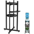 thumbnail image 1 of Water Dispenser Floor Stand with Curved Shelf for Cups, Metal with Wood Storage Shelf for 1-5 Gallon Water Bottle/Crocks, Drink Dispenser, Beer Keg, and Potted Plant, Black, 1 of 7