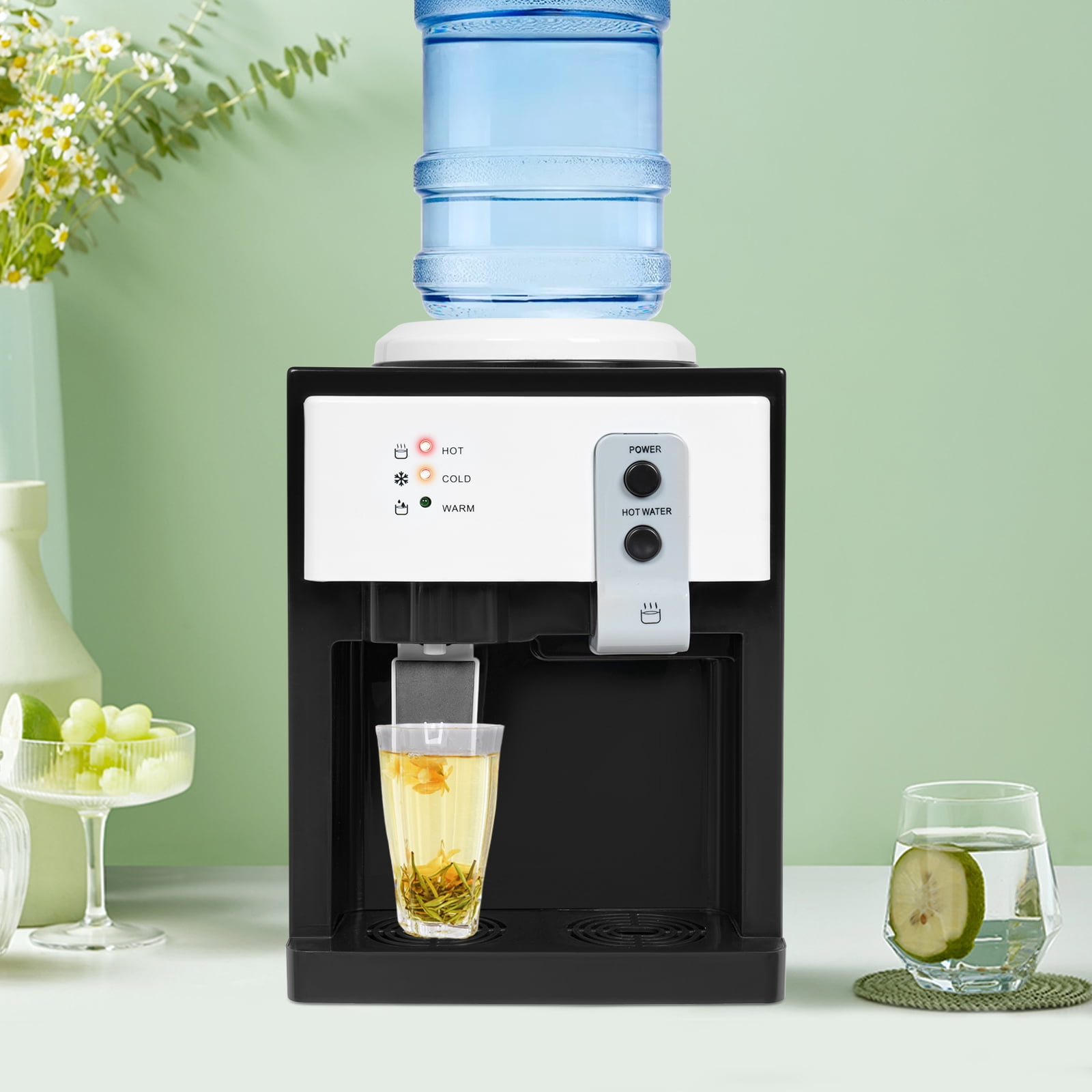 Water Dispenser, Hot and Cold Water Dispenser Countertop, Small Mini Water Dispenser with Stainless Steel Tank, Energy Saving 1kW/Day, 4.85lbs Lightweight for 1-4.9Gal Bottle
