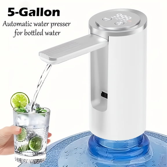 Water Dispenser Pump for 5 Gallon Bottle with Digital Display, USB Rechargeable