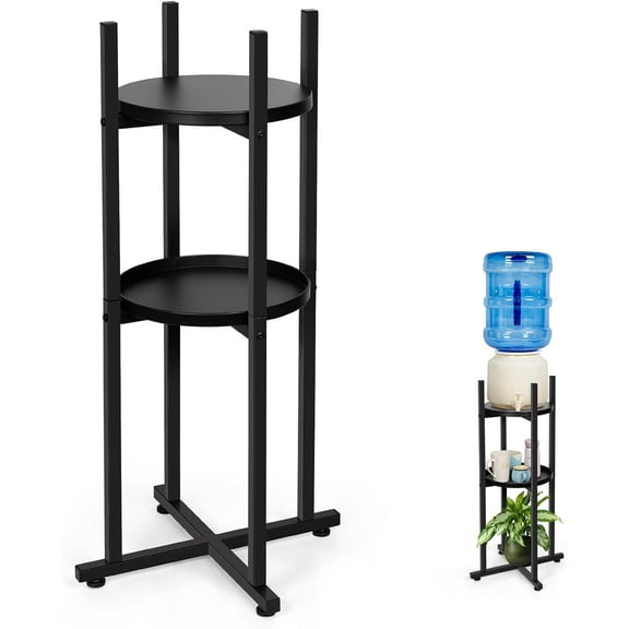 Water Dispenser Stand 5 Gallon Water Jug Stand Sturdy Water Stand(32.8" Hight-11.2" Wide) Water Jug Stand with 2 Round Shelfs for 1-5 Gallon Water Bottles/Crocks, Water Jug and Plant Stand