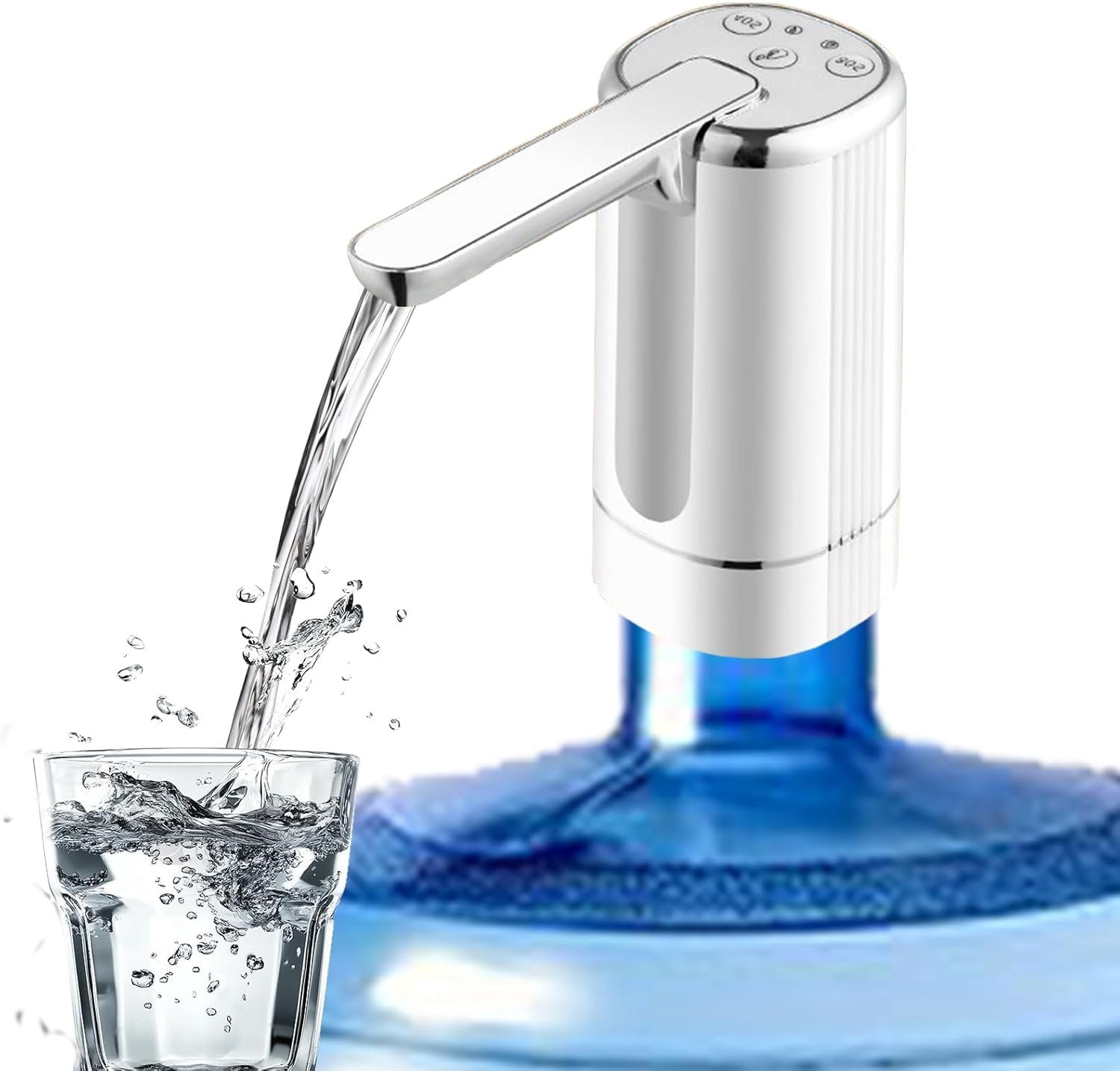 Water Dispenser for 5 Gallon Bottle, Automatic Water Pump with Foldable Spout, USB Rechargeable, Portable Water Jug Dispenser for Camping, , Office