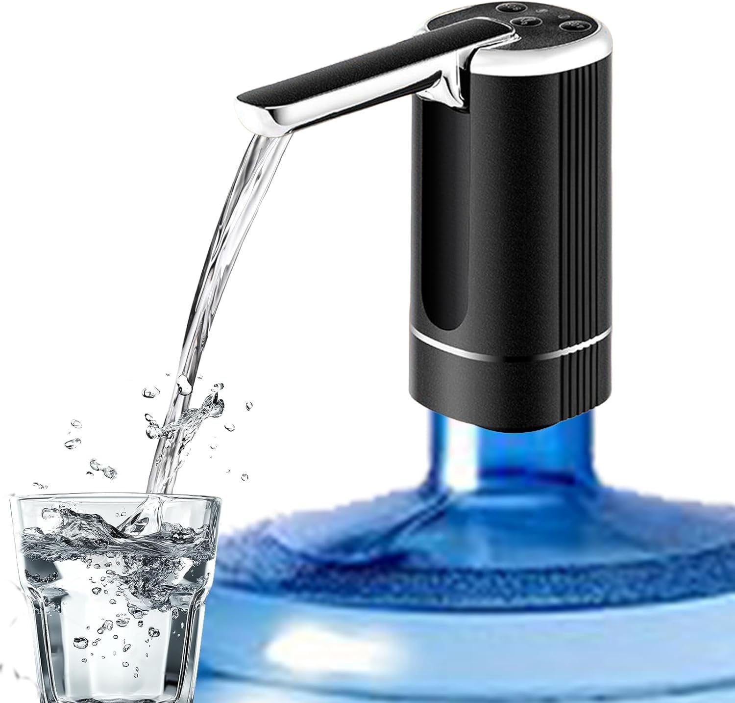 Water Dispenser for 5 Gallon Bottle, Portable USB  Electric Water Pump, Foldable Spout, Water Jug Pump for Camping, , Office