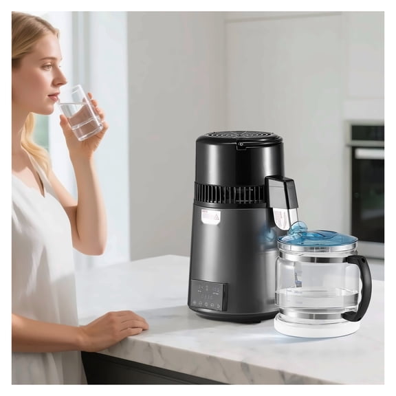 Water Distiller 4L Countertop, 1750W Pure Water Purifier Maker with Glass Pot