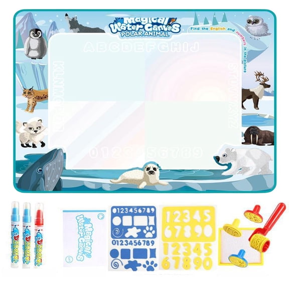 Water Doodle Mat 39X31In Painting Oversized Clear Water Repeated Water Painting Painting Blanket, Educational Toy For Toddlers With Large Size For 1-3 Youth To Paint