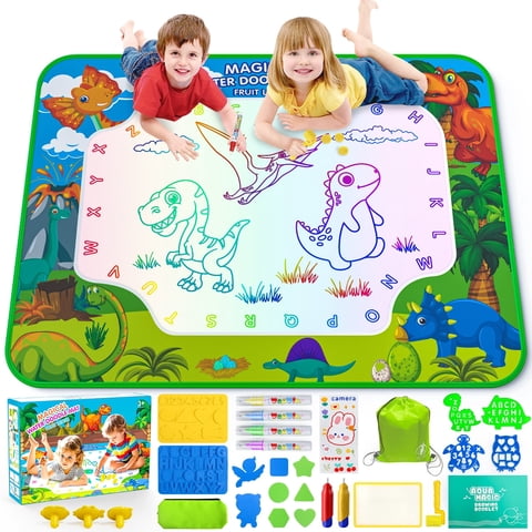 HXFOU Water Doodle Mat for Kids, Reusable Water Drawing Mat with Magic Pens, No Mess Painting & Writing Educational Toddler Toys for Boys Girls Ages 3 4 5 6 7 Years Old Gift