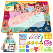 WLBES Water Doodle Mat, Reusable Mess Free Aqua Drawing Toy, Educational Party Birthday Gift for Kids 3+