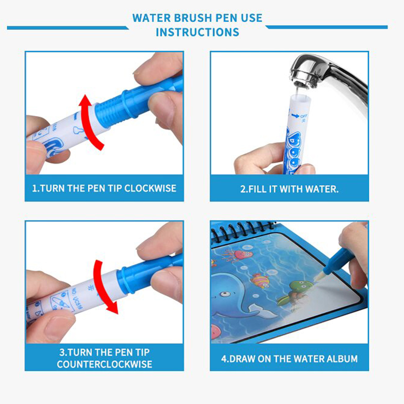 Water Drawing Book Water Reusable Doodle Board For Kids It Poster