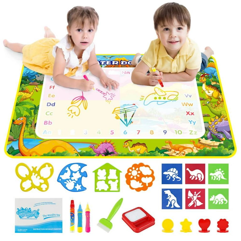 Mulanimo Extra Large Painting Writing Water Doodle Mat, with 5 Magic Pens,  No Mess Coloring Educational Painting Toys, for Kids, 60 x 43 