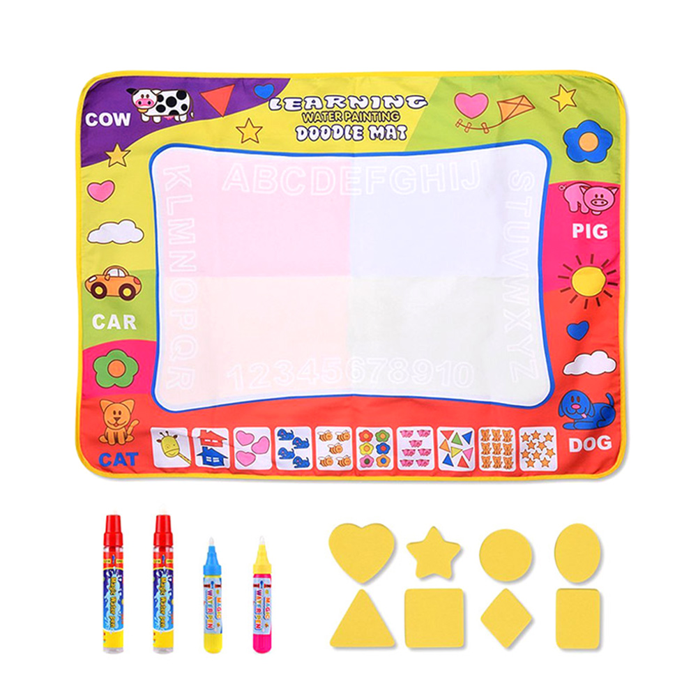 Water Drawing Mat Large Doodle Mat Painting Board Writing Mats with 4 Pens 8 Molds Kids Learning