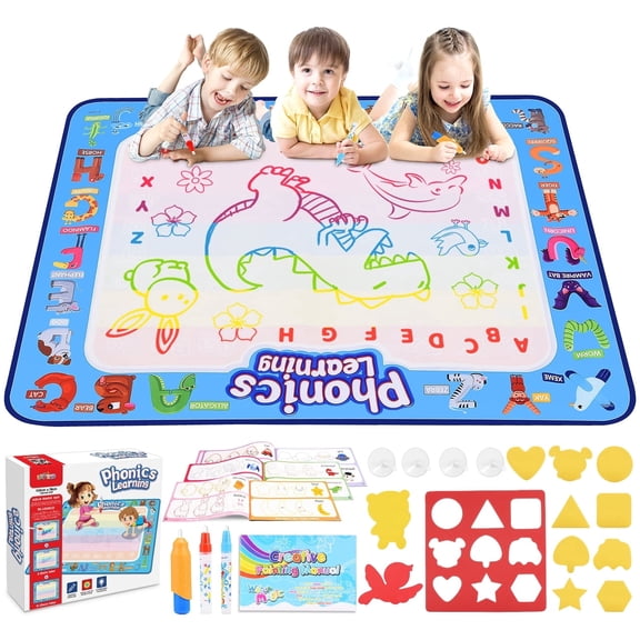 Water Drawing Mat, Magic Writing Mat Toddler Toys, Gifts for 3 4 5 6 Years Old Boys, Learning Toys for Boys Girls Toddlers Age 3-8
