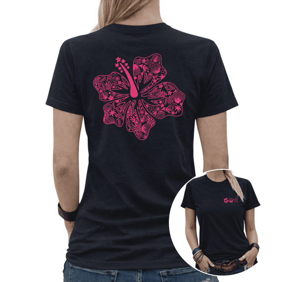 Water Drop Daisy Floral Womens Print Tshirt Graphic Tees Black/White S-5XL Tops