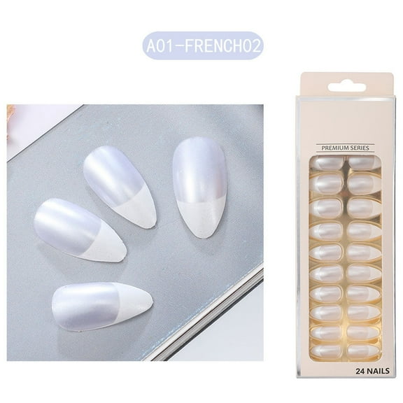 Water Drop False Nails 24 Piece Set Pointed Acrylic Nail Enhancements Reusable Wearable Nail Tips For Salon Quality Manicure At Home Easy Application