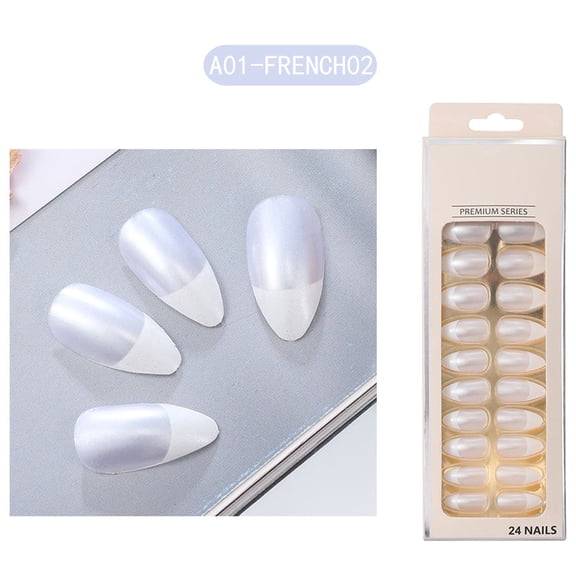 Water Drop False Nails 24pcs Pointed Acrylic Nail Tips Removable Wearable On Nail Enhancements Easy To Apply Reusable Nails For Women