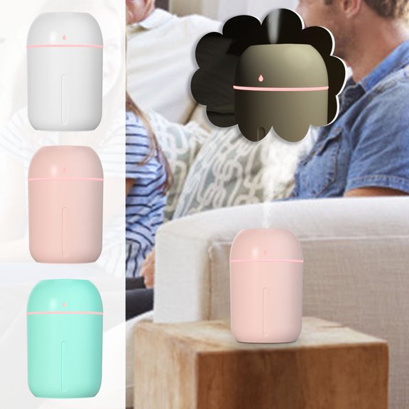 Water Drop Humidifier, Portable USB Cool Mist Atomizer with Quiet Operation LED Night Light and Air Purifying Function, Desktop Aromatherapy Diffuser for Home Bedroom Office