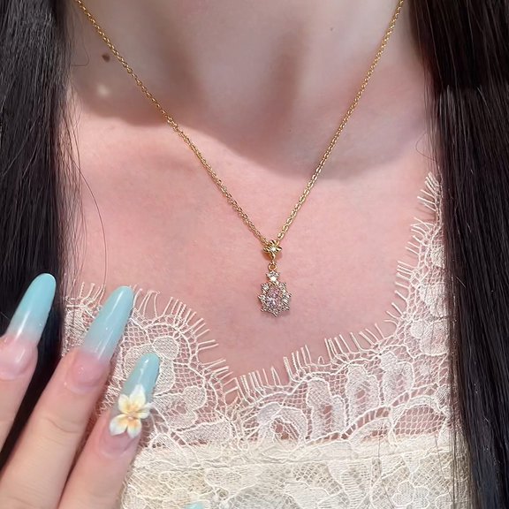 Water Drop Necklace Zircon Pendant Simple Clavicle Chain