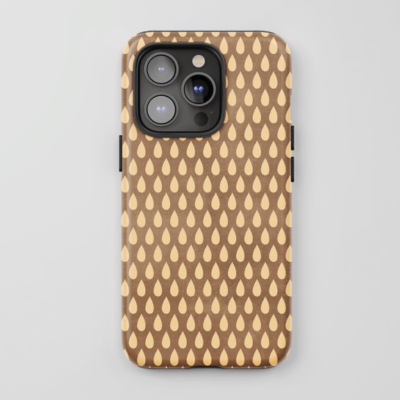 Water Drop Pattern For All iPhone Series Tough Phone Case Minimalist Brown Yellow