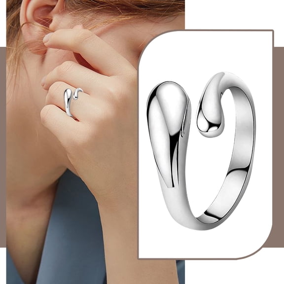 Water Drop Ring Personality S925 Silver Plated Hand Jewelry Korean Version