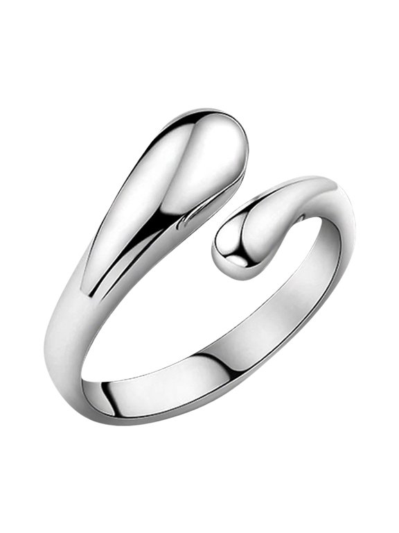 One Size Silver Water Drop Ring - S925 Silver Plated Korean Style Stackable Jewelry
