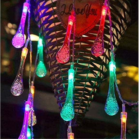 Water Drop String Lights- 2M 20 LED Indoor Water Drop Lights Battery Operated Water Drop Fairy Lights Outdoor Garden String Lights For Christmas- Party Decoratio.