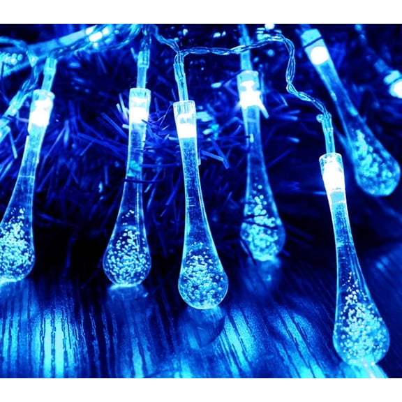 Water Drop String Lights- 3M 30 LED Indoor Water Drop Lights Battery Operated Water Drop Fairy Lights Outdoor Garden String Lights For Home.