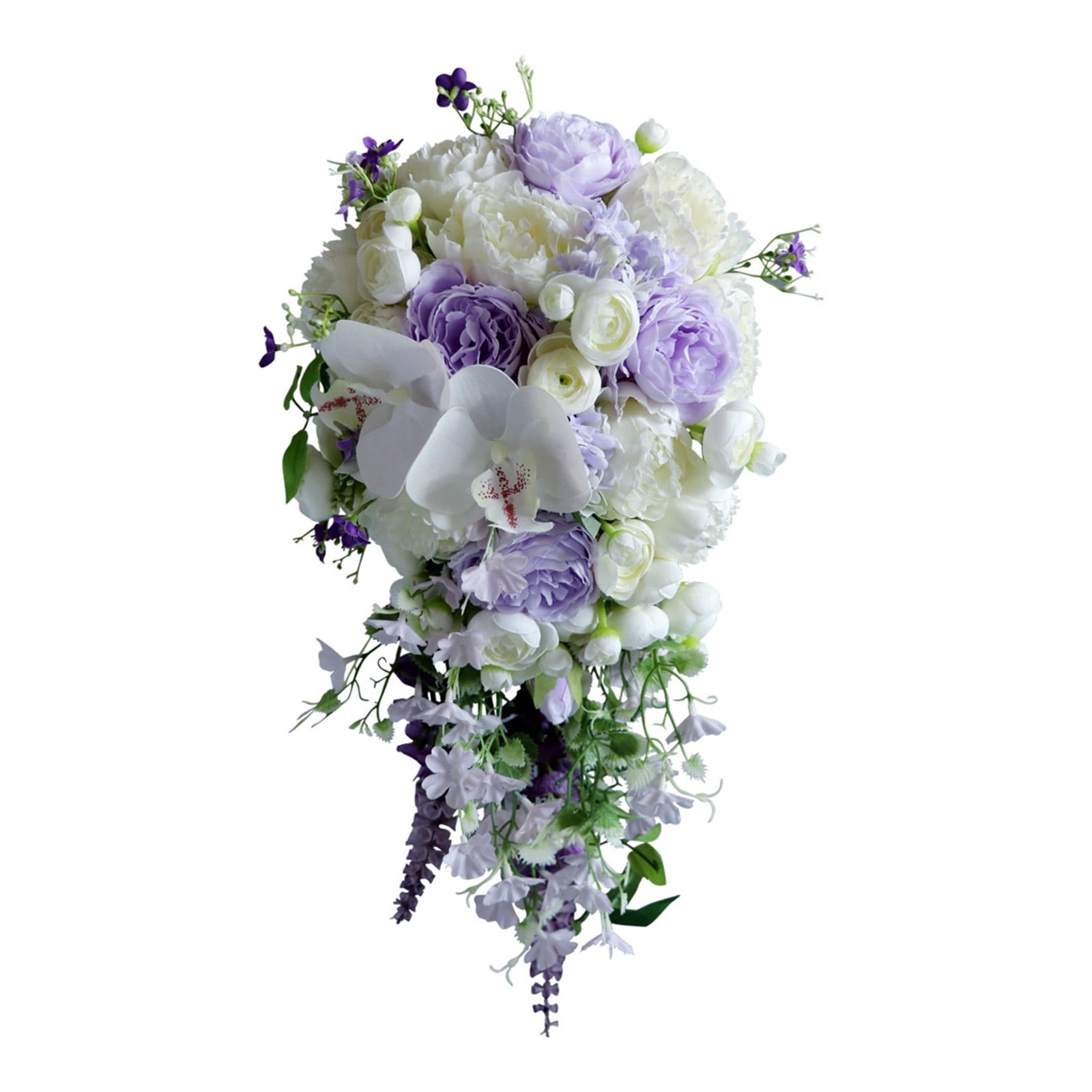 Water Drop Style Bridal Bouquet European Wedding Artificial White Purple Flower Lavender Waterfalls Holding Flowers