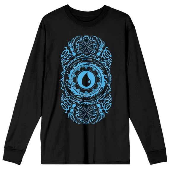 Water Drop Symbol Men's Black Long Sleeve Graphic Tee-XL