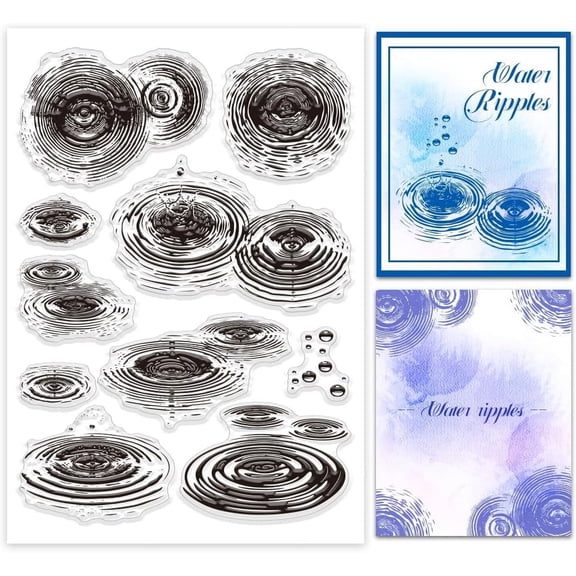 Water Droplets Clear Stamps Water Ripples Clear Stamps Rainy Weather Silicone Stamps for DIY Scrapbooking Photo Album Decorative Cards Making Home Decoration 8.275.83inch