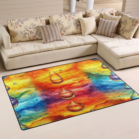 Water Droplets Pattern Soft Polyester Area Rug 31''x20'', Non Slip, Memory Foam, Water Absorbent