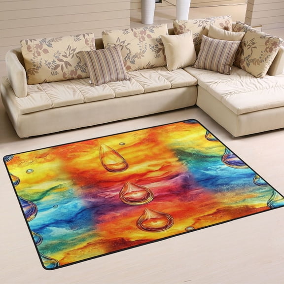 Water Droplets Pattern Soft Polyester Area Rug 36''x24'', Non Slip, Memory Foam, Water Absorbent