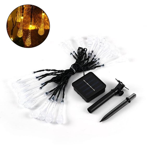 Water Droplets Solar String Lights Waterproof Outdoor Wedding Fairy Decoration Christmas Party Garland Garden Lights
