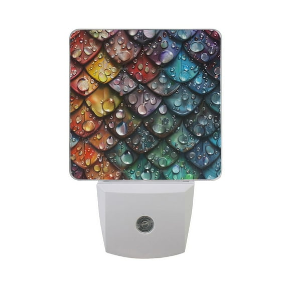 Water Droplets on Dragon Scales Night Light 2 Pack LED Nightlight Plug into Wall Dusk to Dawn Sensor Soft White