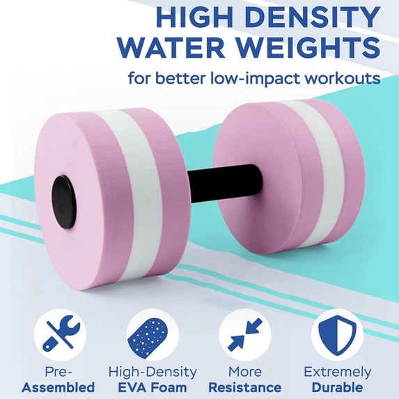Plenkra Water Dumbbells, Exercise Dumbell Water Aerobic Exercise Foam Dumbbells Pool Resistance Water Fitness Equipment